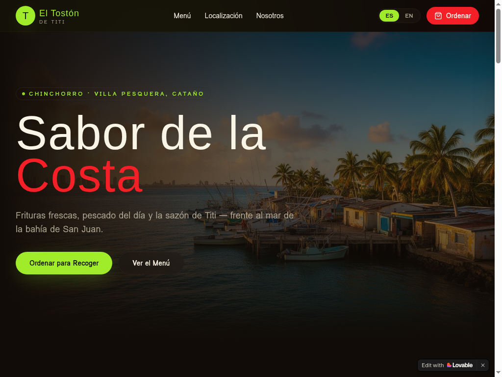 El Tostón de Titi website preview